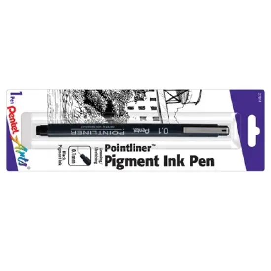 Pentel Arts Pointliner Pen, 0.1mm, Black Pigment Ink, Pack of 6 image {2}