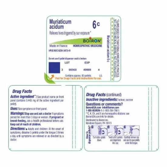 Muriaticum Acidum 6C by Boiron Homeopathic Single Medicine For First Aid  -  80 Pellet image {1}