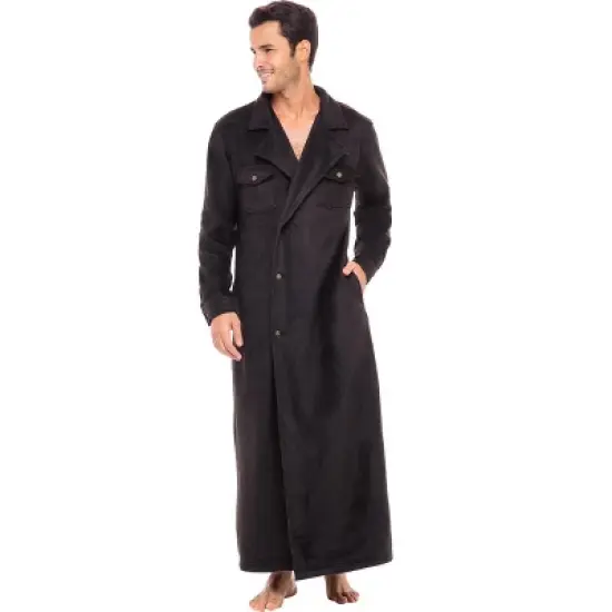 Men's Long Duster Ranch House Coat, Durable Anti-Pill Fleece Robe for Winter image {2}