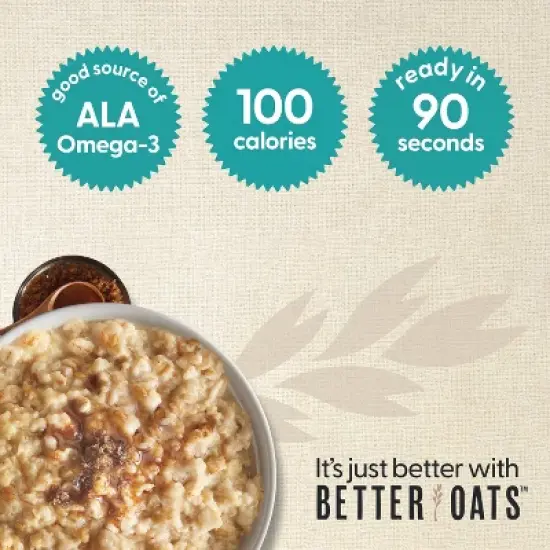 Better Oats 100 Calories Maple & Brown Sugar Whole Grain Instant Oatmeal with Flax - 10ct image {3}