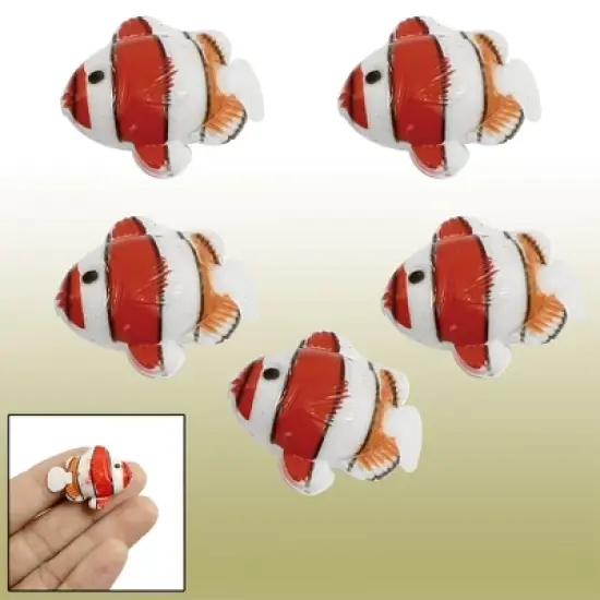 Unique Bargains Plastic Fish Shape Aquarium Ornament Red White 5 Pcs image {1}