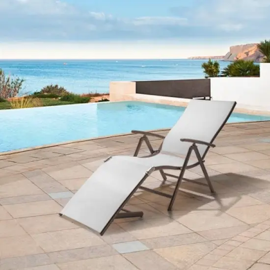 Outdoor Aluminum Adjustable Chaise Lounge - Light Gray - Crestlive Products: 8-Position Recliner, Rust & Weather-Resistant image {1}