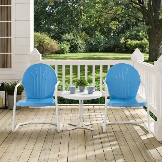 Griffith 3pc Outdoor Conversation Set - Sky Blue - Crosley image {4}