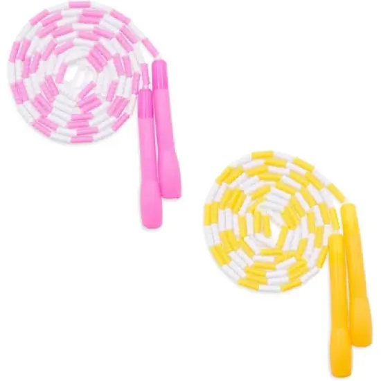 Blue Panda 4 Pack Beaded Jump Rope for Kids, 4 Colors Skipping Toys (9.2 Feet) image {3}