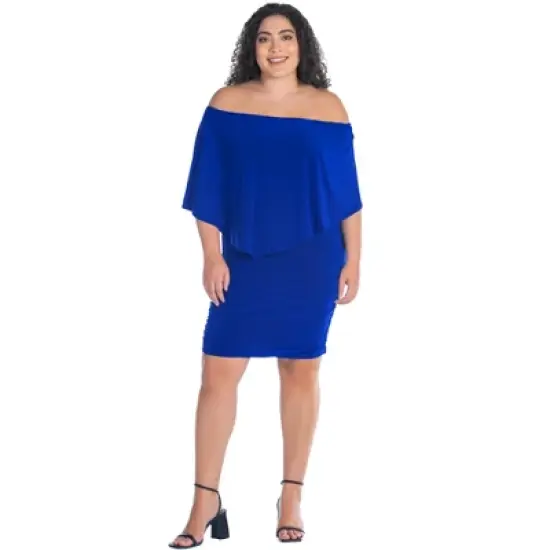 Womens Plus Size Convertible Bodycon Mini Dress Ruffled Sleeve image {4}