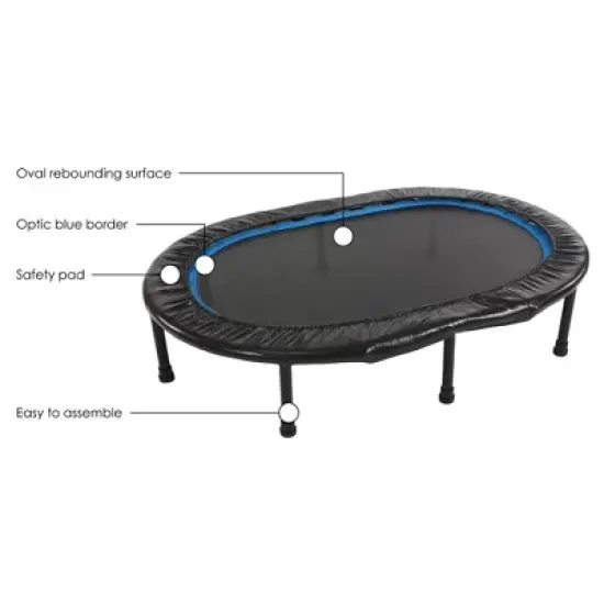 Stamina Oval Fitness Rebounder Trampoline for Home Gym Cardio Exercise Workouts Supports Up to 250 Pounds & Takes Up a 45" by 33", Black/Blue image {3}