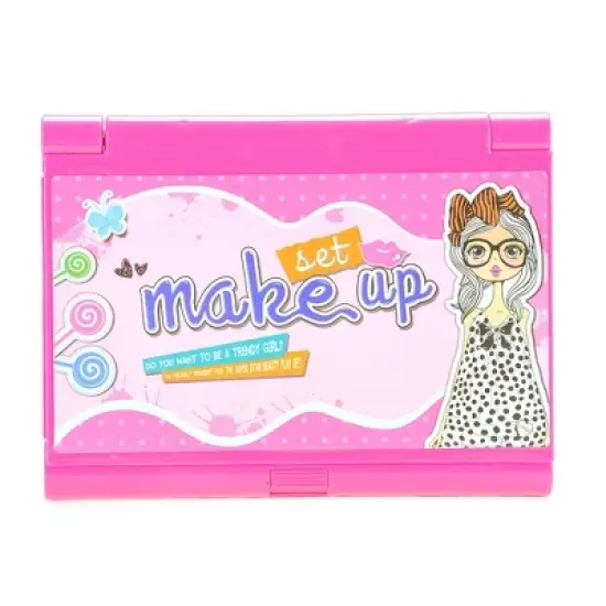 Link Pretty Princess Girls Deluxe Colorful Makeup Palette With Mirror & Brushes - Pink image {8}