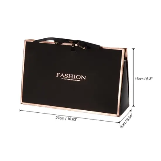 Unique Bargains Paper Gift Bag with Transparent Window 5 Pack Bouquet Packaging Bag Black 10.5x3.5x6 Inch image {1}