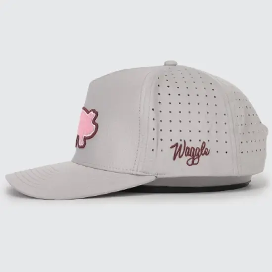 Waggle Hat Ham It Up: Light Gray Adjustable Baseball Animal Icon image {2}