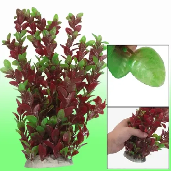 Unique Bargains Artificial Green Red Plants Decoration for Fish Tank 15.75" image {1}