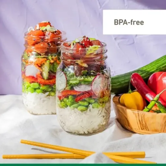 Ball 4pk 16oz Pint 140th Anniversary Regular Mouth Mason Jar: Glass Canning Jars, Dishwasher-Safe, Clear image {5}