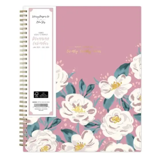 Ivory Paper Co 2024 Planner 11"x8.5" Weekly/Monthly Wirebound Celine Rose Pink image {2}