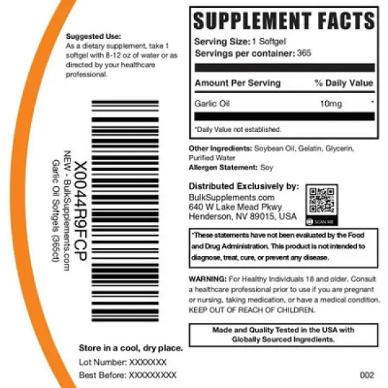Bulksupplements Garlic Oil Softgels image {5}