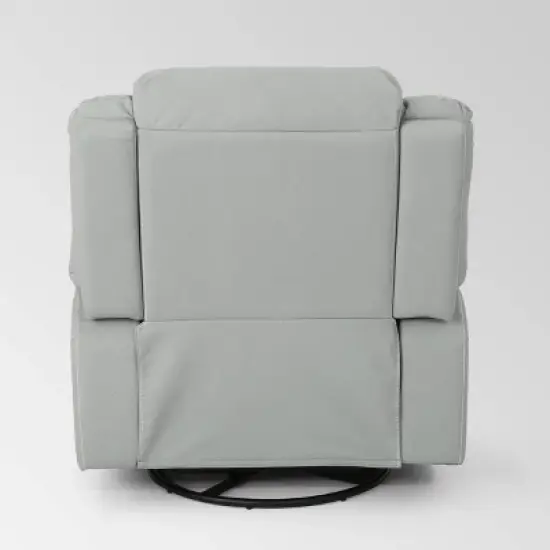 Malic Classic Leather Swivel Recliner Light Gray - Christopher Knight Home image {5}