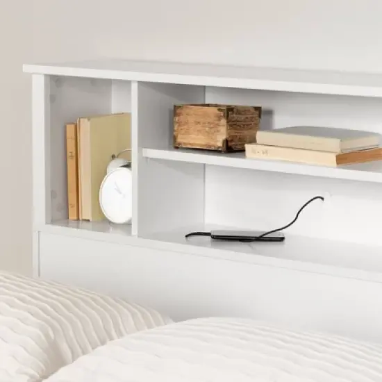 Queen Fusion Bookcase Headboard Pure White - South Shore image {3}
