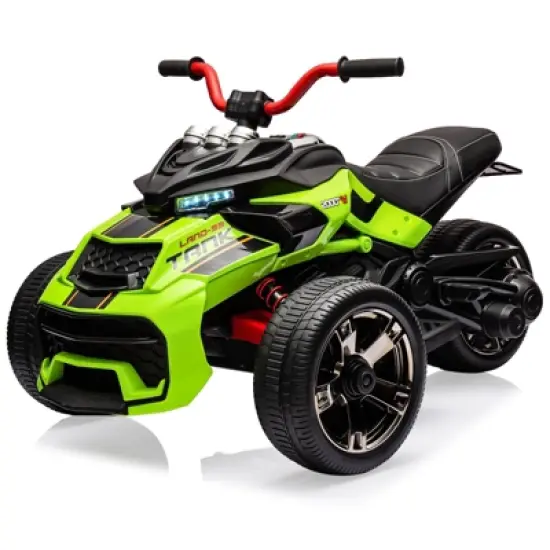 12V 3 Wheeler Ride On ATV，Electric Vehicle w/Led Lights, High & Low Speed, Horn, Music, USB, Treaded Tires, Ride On Car for Kids 3-10 image {10}