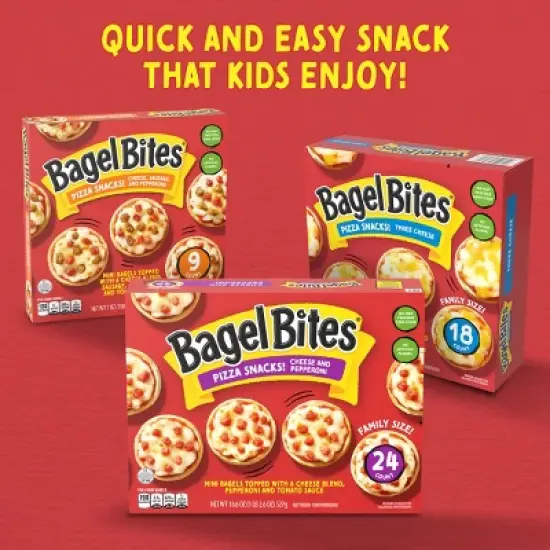 Bagel Bites Cheese & Pepperoni Mini Pizza Bagel Frozen Snacks - 18.6oz/24ct image {6}