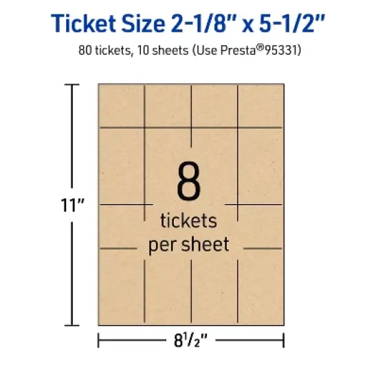 Avery Printable Rectangle Tickets, 2-1/8" x 5-1/2", Kraft Brown Cardstock, Laser/Inkjet, 80 Total image {4}