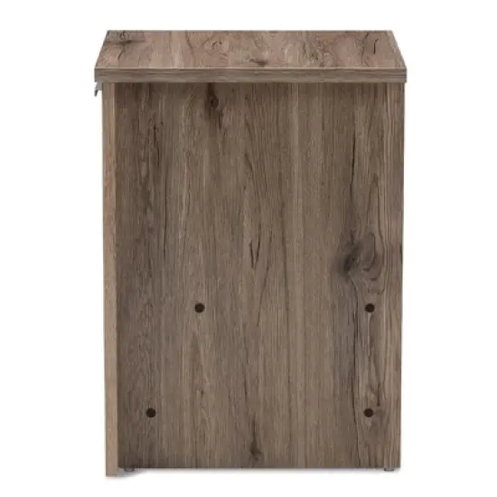 Laverne Modern and Contemporary Oak Finished 1 Drawer Nightstand Brown - Baxton Studio image {3}