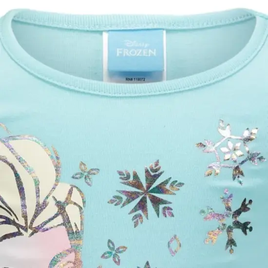 Disney Frozen Princess Anna Elsa Girls Zip Up Vest Puffer T-Shirt and Leggings 3 Piece Outfit Set Toddler image {5}