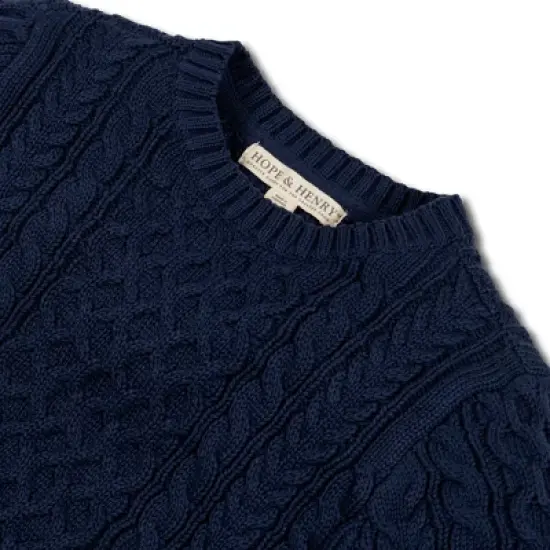 Hope & Henry Boys' Long Sleeve Fisherman Cable Pullover Sweater, Kids image {1}