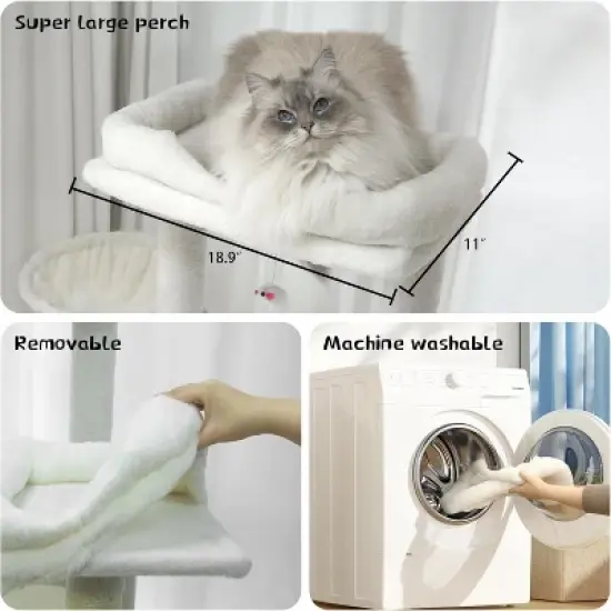 YOOCOZZ Multi-Level Large and Tall Cat Tree with Removable Cushion and Sisal Rope image {5}