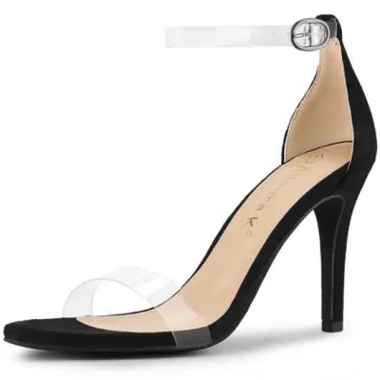 Allegra K Women's Open Toe Clear Ankle Strap Stiletto Heel Sandals image {8}