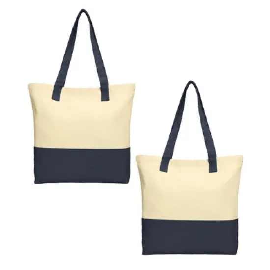 Port Authority Set of 2 Colorblock Cotton Totes with Zippered Pocket image {8}
