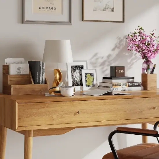 Flash Furniture Comerford 7-Compartment Wood Accessory Holder Set Rustic Brown 3 Piece image {8}