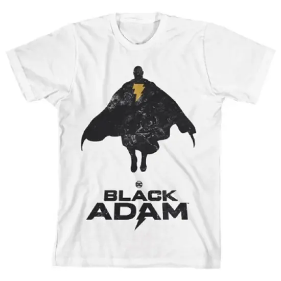 Black Adam Silhouette Image with Logo White T-Shirt Toddler Boy to Youth Boy image {6}
