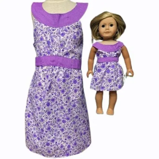 Doll Clothes Superstore Size 8 Matching Girl And Doll Purple Flower Sundresses image {1}