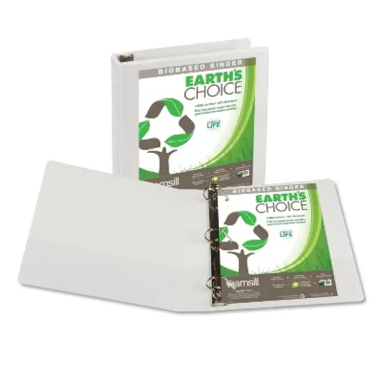 Samsill Earth's Choice Plant-Based D-Ring View Binder, 3 Rings, 1.5" Capacity, 11 x 8.5, White image {3}