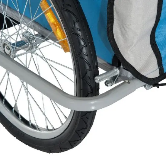 Aosom Elite Three-Wheel Bike Trailer for Kids Bicycle Cart for Two Children with 2 Security Harnesses & Storage image {5}