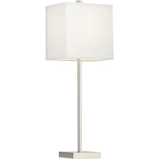 360 Lighting Franco Modern Table Lamps 26 1/2" High Set of 2 Brushed Nickel with USB Charging Ports White Square Shade for Bedroom Living Room Desk image {5}