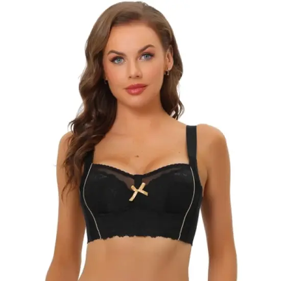 Allegra K Women's Lace Wirefree High Back Padded Full Coverage Minimizer Bras image {6}