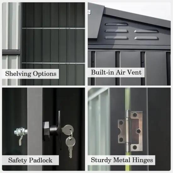 NicBex Metal Outdoor Storage Shed with Lockable Doors and Air Vents for Backyard Garden,Patio,Brown/Black image {3}