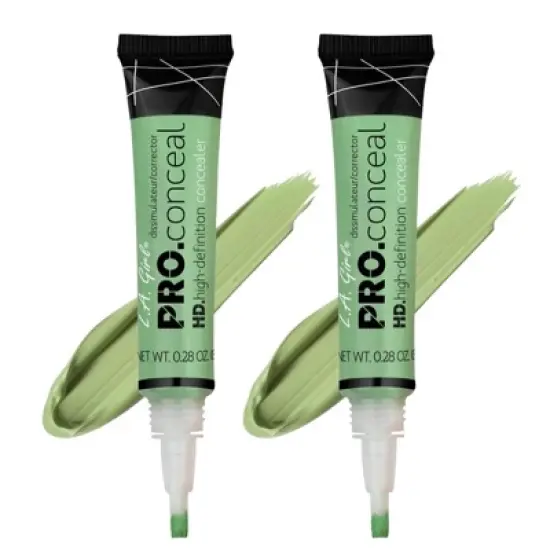 LA Girl HD PRO Conceal Concealer (GREEN CORRECTOR GC992) L.A. Smooth & Bendable Formula | Crease Resistant | Full Natural Coverage (PACK OF 2) image {4}