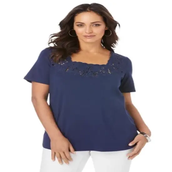 Jessica London Women&rsquo;s Plus Size Eyelet Cutout Tee image {1}
