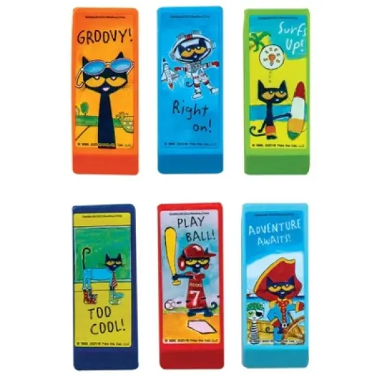 Pete the Cat Theme Beveled Erasers (6 Pack) - Fun Designs & Durable Material image {1}