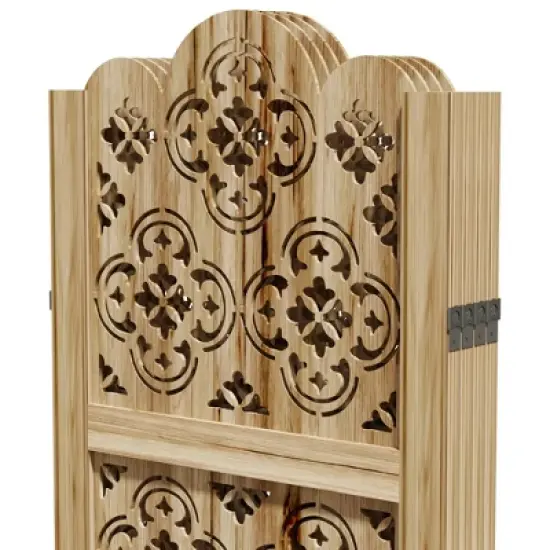 Lirago 68 in. Wood indoor Privacy Screens Garden Outdoor Fence 4 pieces Brown image {8}