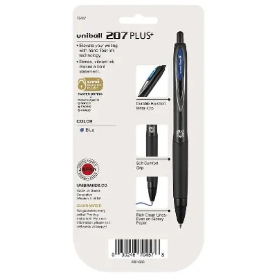 uni-ball uniball 207 Plus+ Retractable Gel Pens Medium Point 0.7mm Blue Ink 4/Pack (70457) image {7}
