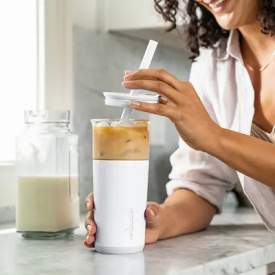 Reduce 20oz Aspen Vacuum Insulated Stainless Steel Glass Tumbler with Lid and Straw image {7}