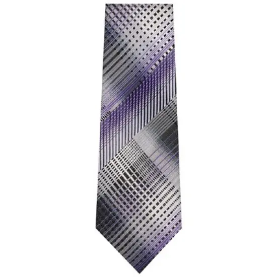 TheDapperTie Men's Purple And Black Stripes Necktie with Hanky image {1}