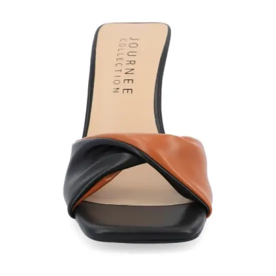 Journee Collection Womens Aylia Clear Block Heel Soft Vegan Leather Slip On Sandals image {5}