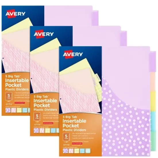 Avery Big Tab Plastic Dividers, 5-Tab, 3 Sets (11255) image {9}