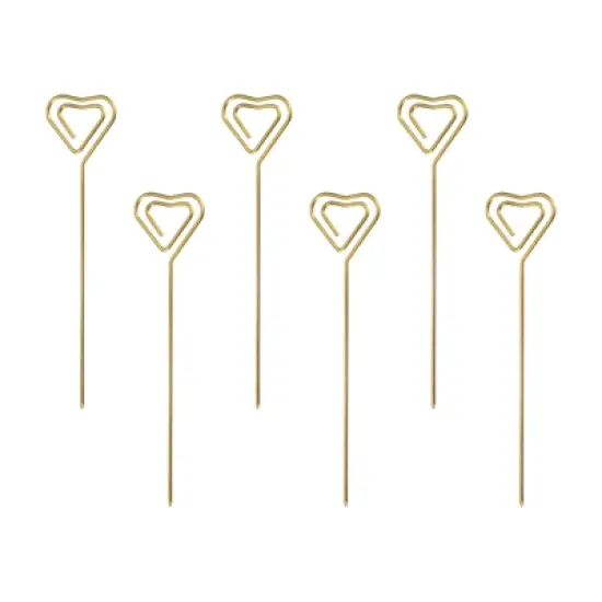Unique Bargains Stainless Steel Reusable Drink Appetizer Heart Shape Head Cocktail Picks 5" 6 Pcs image {6}