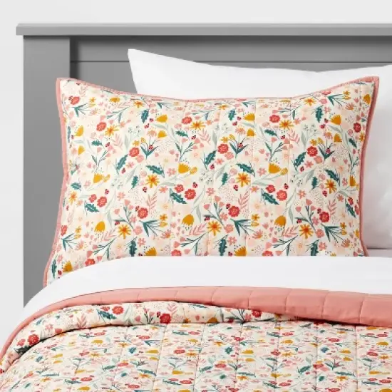 Floral Cotton Reversible Kids' Sham - Pillowfort&trade; image {1}