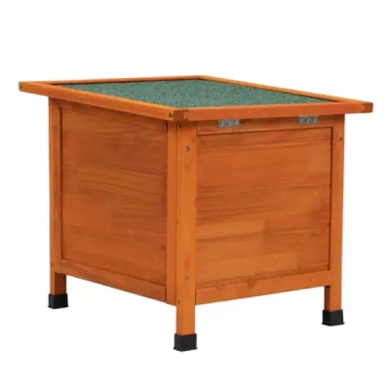 DOMETOUR Modern Wooden Rabbit Cat Dog Hutch, Indoor/Outdoor Retreat House with Openable Roof for Small Pets, Weatherproof image {8}