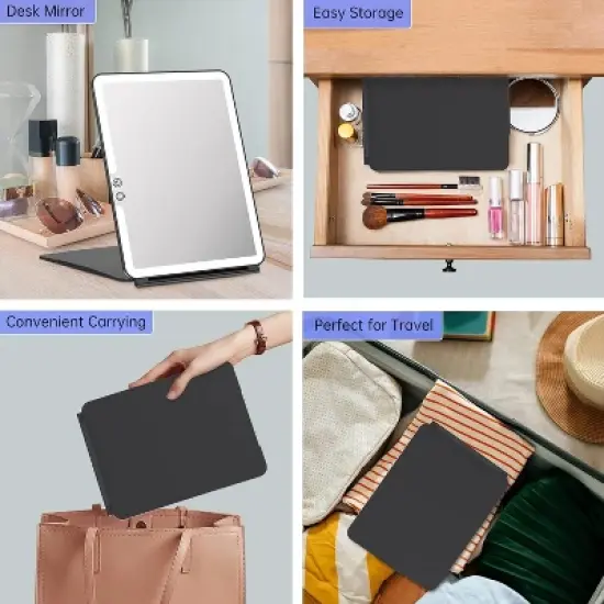 FUNTOUCH Rechargeable and Portable 10x7.5 Large Travel Makeup Mirror with 10X Magnification,3 Color Lights with Touch Screen Dimming image {8}