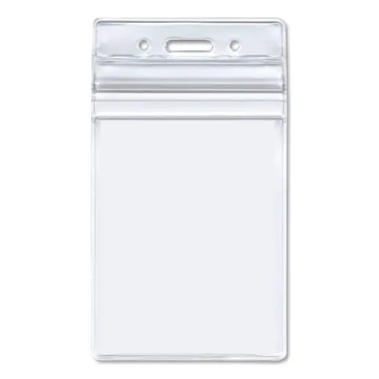 50pk Vertical Resealable ID Badge Holder 3.75" x 3.68" Clear - Advantus: Vinyl Name Badge Holders, Snap Closure, Solid Pattern image {4}